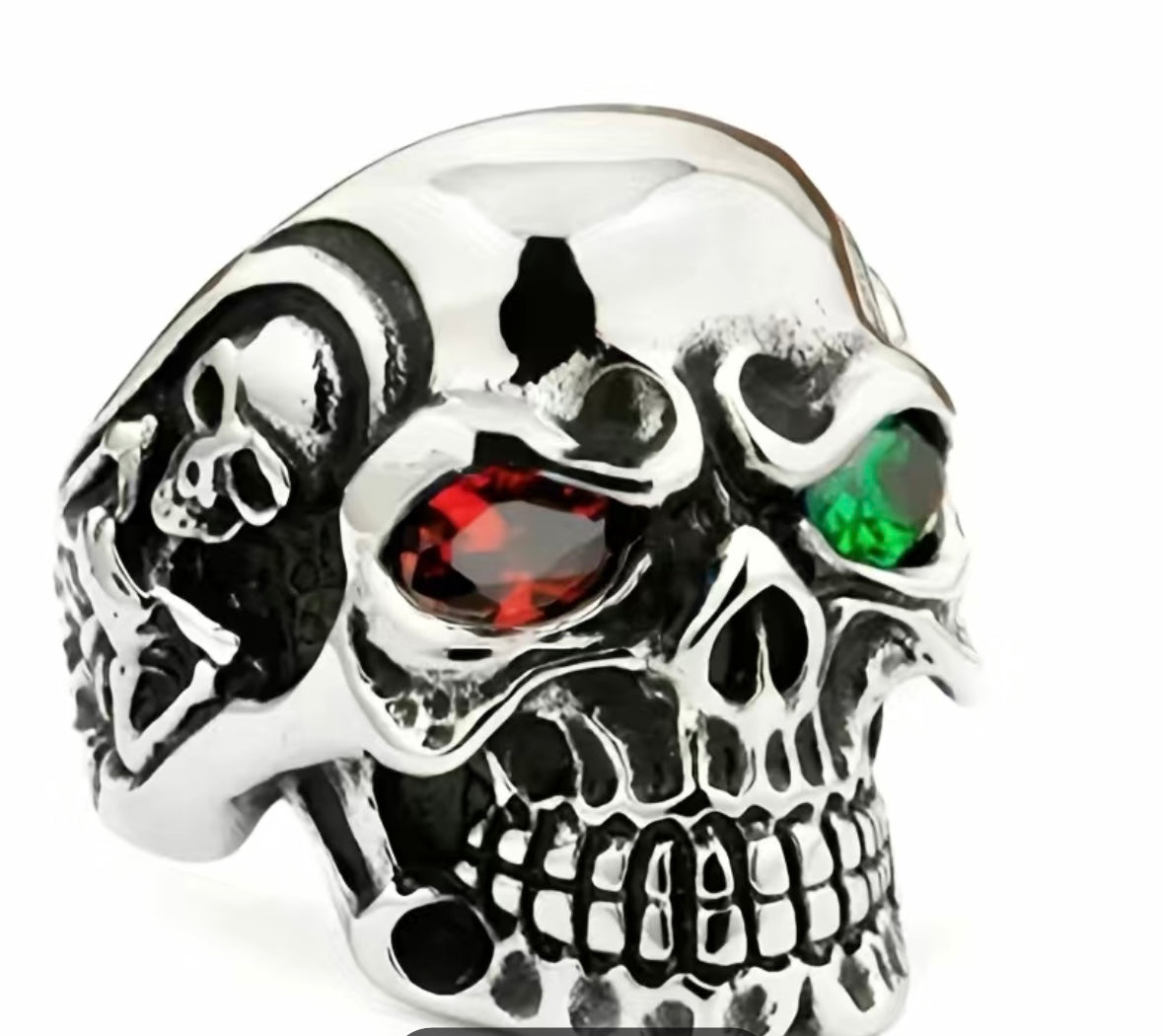 Skull Ring with Blue Eyes