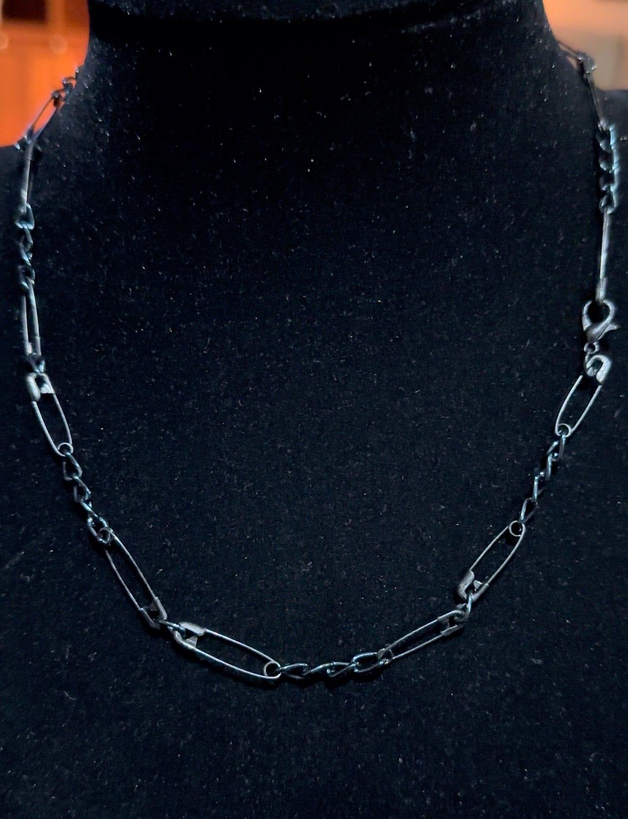 Black Paperclip & Chain Necklace Pendant