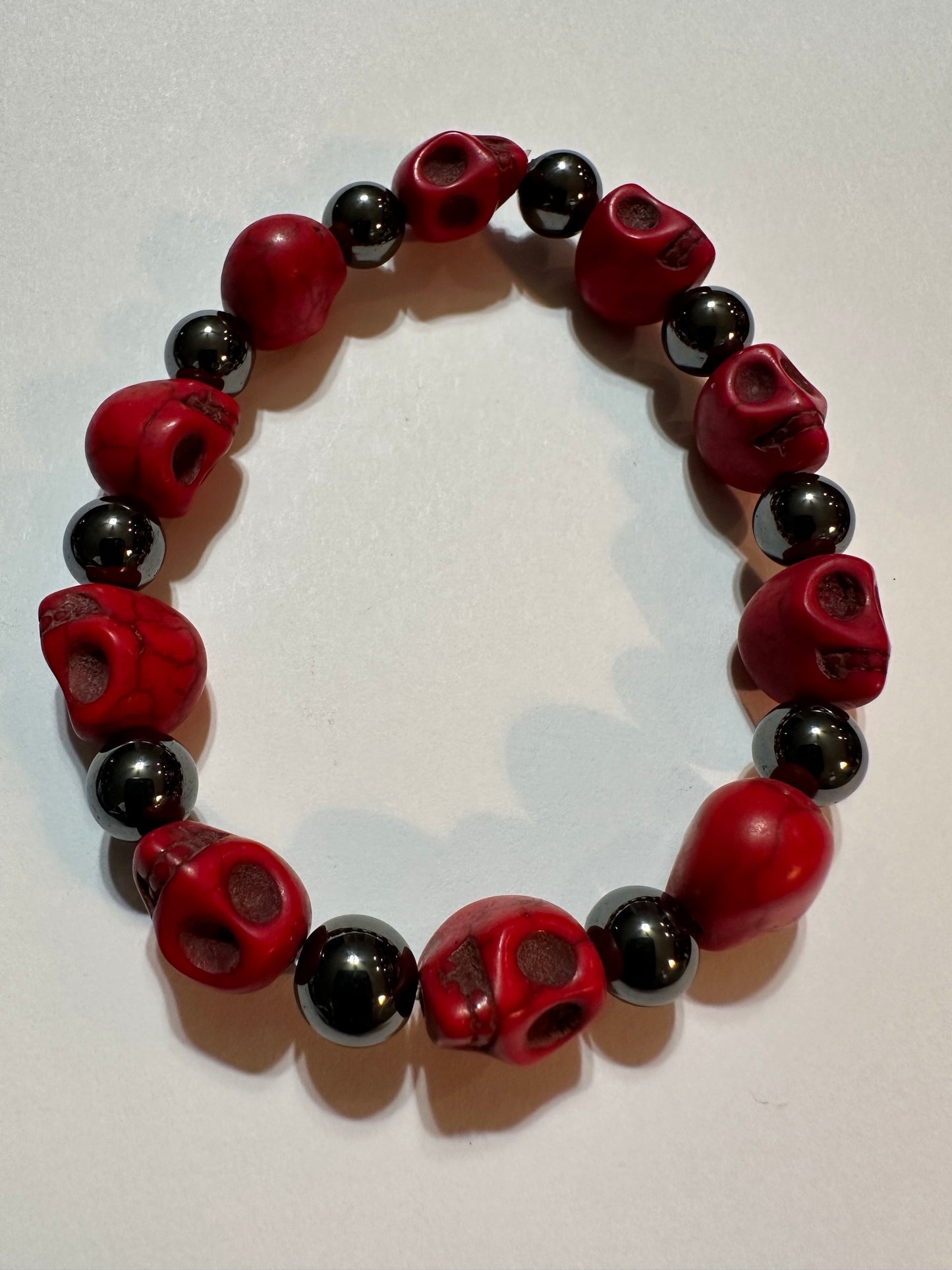 Red Skellaton and Black Obsidian Gemstone Bracelet