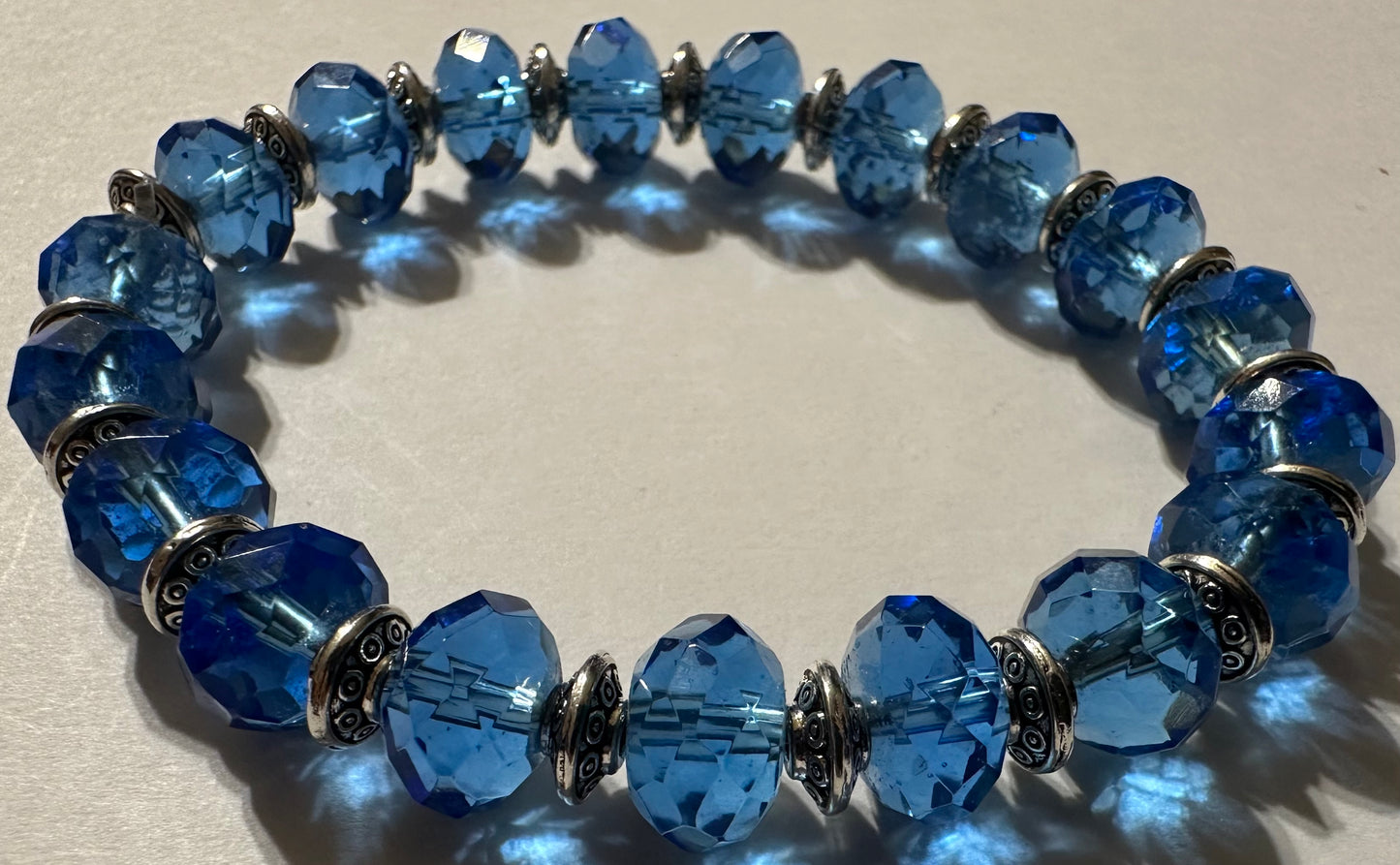 Blue Crystal Rondelle Bracelet